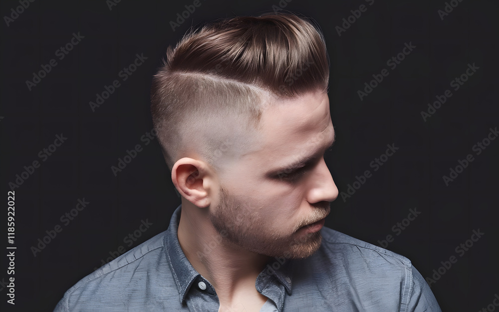 Fototapeta premium Classic Meets Modern: Pompadour and Buzzed Sides 