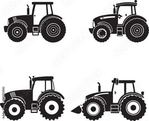 Farm tractor line art illustration