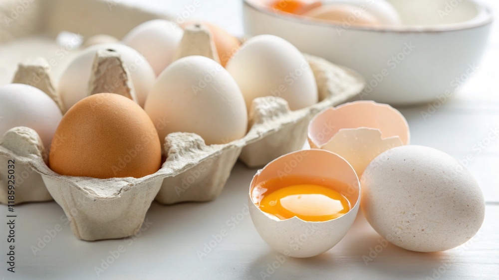Raw egg on white background, emphasized by simplicity and freshness. Great element for cooking recipes and blogs, symbolizes natural ingredients and healthy eating Raw egg on white background, emphasized by simplicity and freshness. Great element for cooking recipes and blogs, symbolizes natural ingredients and healthy eating