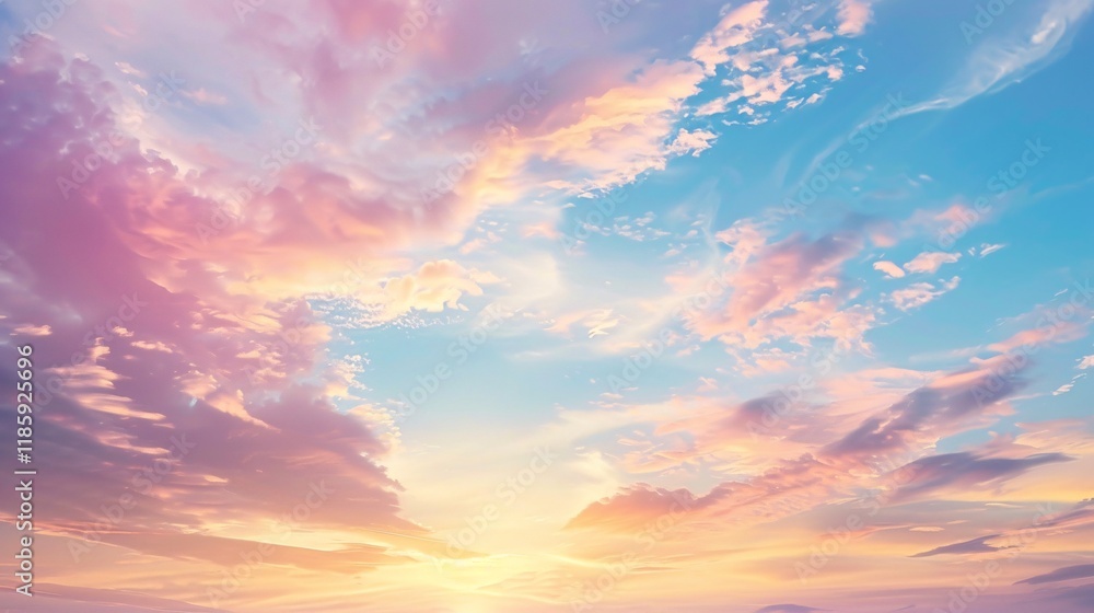 Fototapeta premium A beautiful blue sky with pink clouds