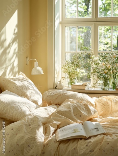 Sunny Bedroom Scene With Fl...