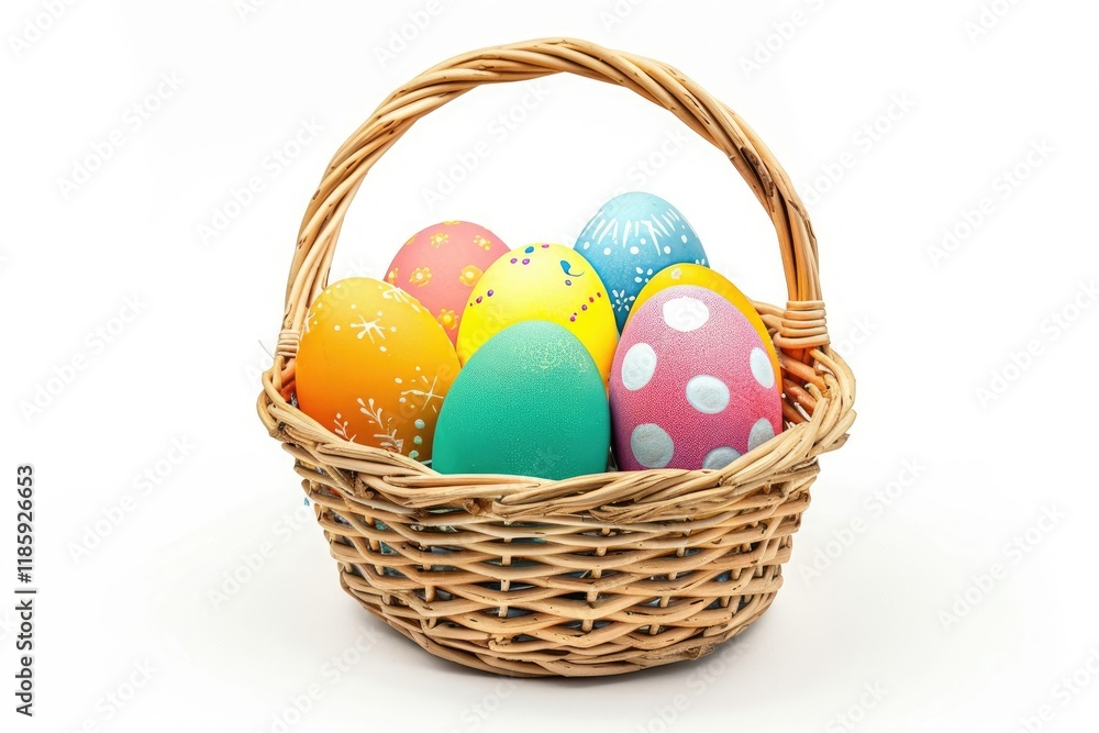 Flawless Image of Colorful Easter Eggs in a Basket Flawless Image of Colorful Easter Eggs in a Basket