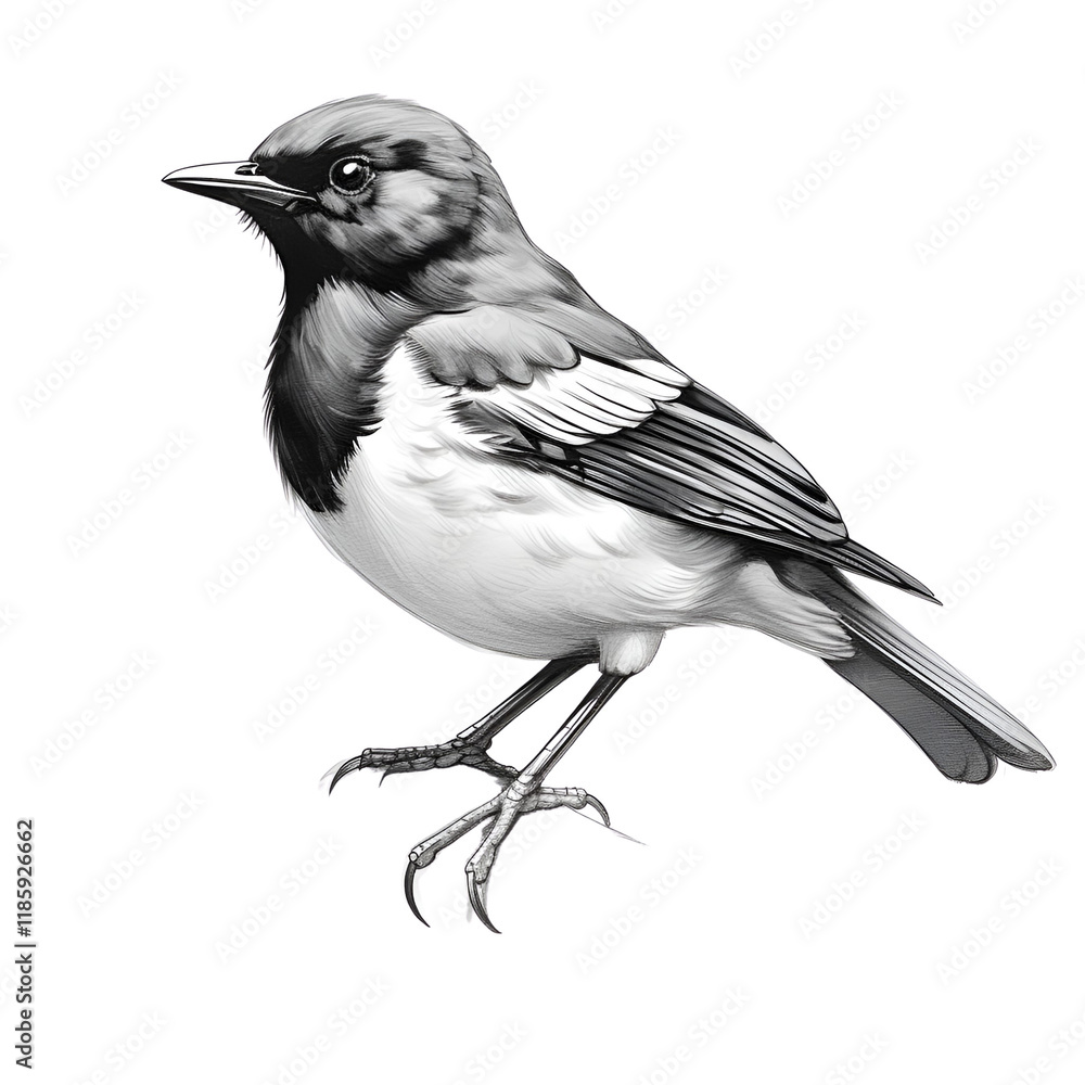 Black and White Bird Clipart Vector Illustration Black and White Bird Clipart Vector Illustration