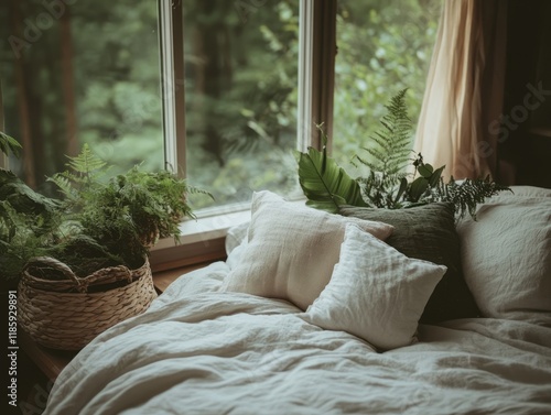 Serene Bedroom Scene With P...