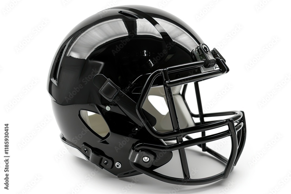 High Detail Image of Black Sports Helmet Isolated on White Background High Detail Image of Black Sports Helmet Isolated on White Background