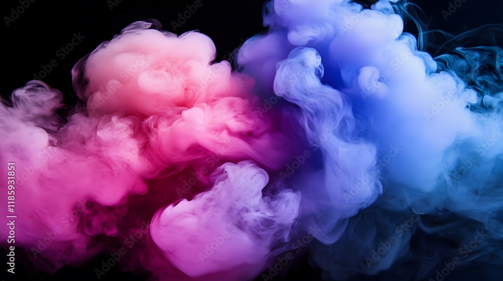 Fototapeta premium Abstract Colorful Smoke Clouds Pink Blue Purple Vapor Swirling Nebula Dye in Water