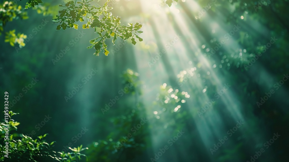 Naklejka premium A tree with leaves and sunlight shining on it