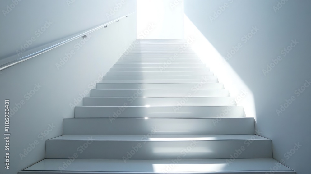 Modern white staircase with sunlight. Modern white staircase with sunlight.