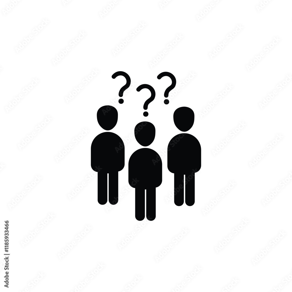 people think icon, doubt or unsure, group person with question, enquire, human lost and difficulty, challenge or riddle, man problem, editable stroke vector people think icon, doubt or unsure, group person with question, enquire, human lost and difficulty, challenge or riddle, man problem, editable stroke vector