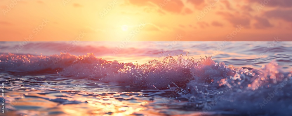 Fototapeta premium The ocean is calm and the sun is setting