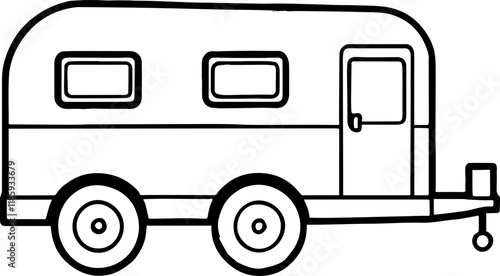 trailer outline vector illustration