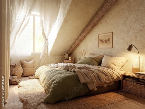 Serene Attic Bedroom with E...