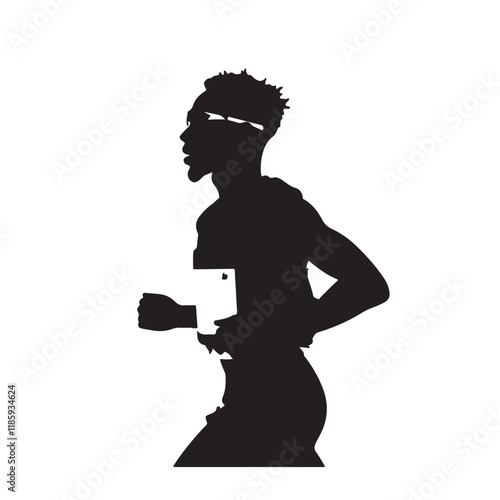 Runner’s Rhythm: Silhouette in Motion – Vector Illustration