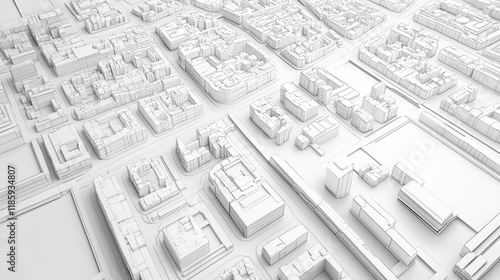 Wallpaper Mural White Cityscape: Architectural Wireframe Model Torontodigital.ca