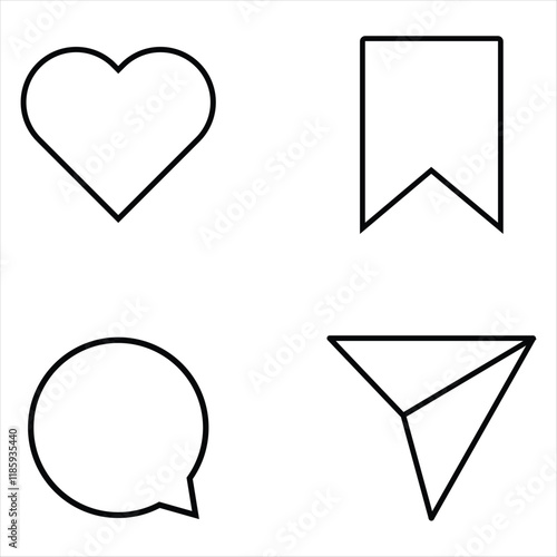 Instagram interaction icons. Like, comment, share, save. vector illustration. 