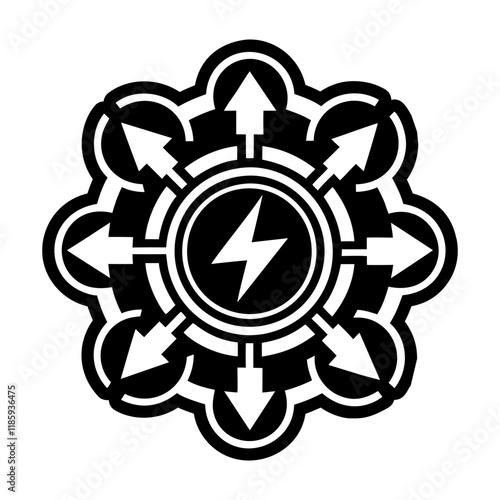 Solid style icon of energy flower symbol