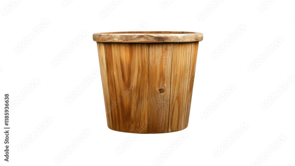 Wooden container with a rounded shape and natural finish. Wooden container with a rounded shape and natural finish.