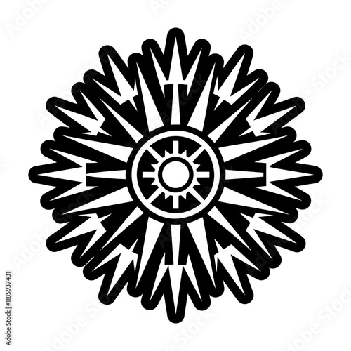 A solid icon of radiant force symbol