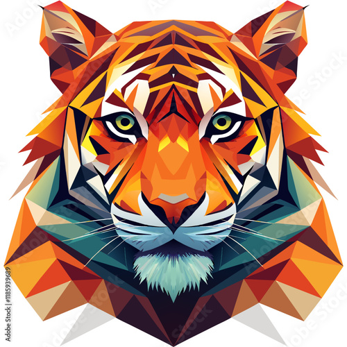 Tiger head in low poly style. Vector illustration for your design
