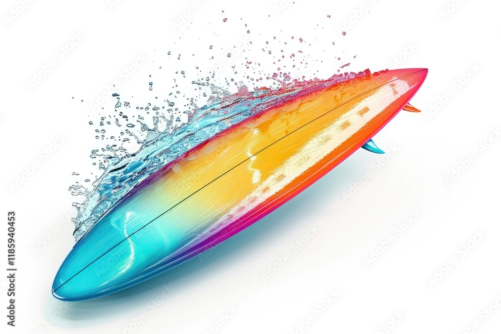 Clear Pixel Picture of 3D Illustration of Colorful Surfboards with Water Splash Clear Pixel Picture of 3D Illustration of Colorful Surfboards with Water Splash