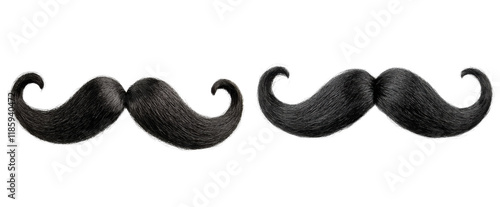 black mustache hair set on transparent background photo