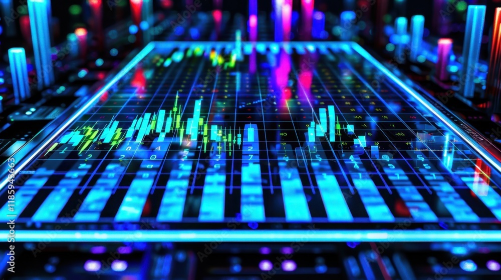 Digital data visualization with vibrant colors and graphs Digital data visualization with vibrant colors and graphs