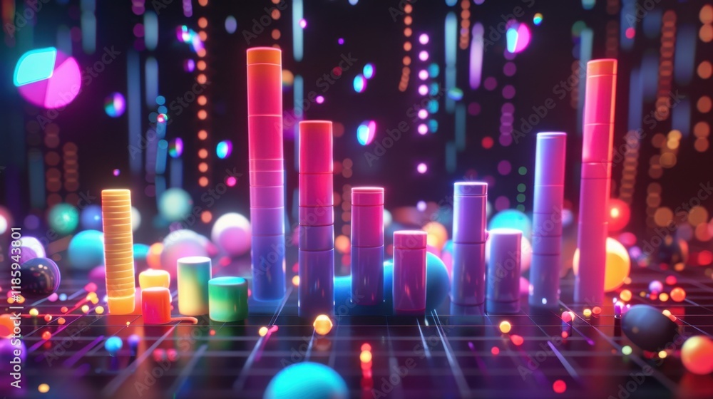Vibrant abstract composition featuring colorful geometric shapes and glowing spheres, creating dynamic visual experience. interplay of light and color evokes sense of energy and creativity Vibrant abstract composition featuring colorful geometric shapes and glowing spheres, creating dynamic visual experience. interplay of light and color evokes sense of energy and creativity
