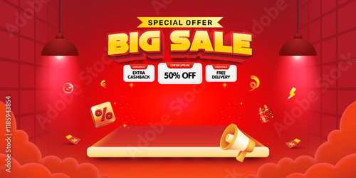 Discount sale promotion event horizontal banner template design