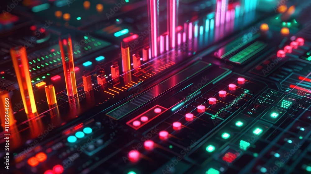 Digital data visualization with colorful graphs and charts Digital data visualization with colorful graphs and charts