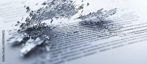 Wallpaper Mural Digital Data Disintegration: Abstract 3D Render of Text Transforming into Glitching Pixels Torontodigital.ca