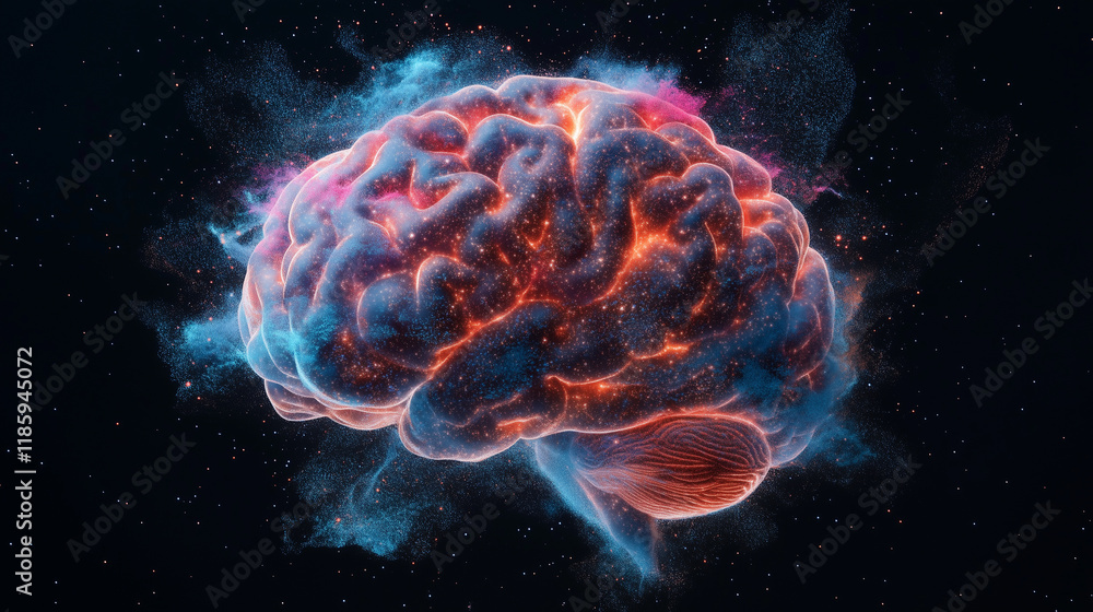 Cosmic brain with vibrant nebula effects Cosmic brain with vibrant nebula effects
