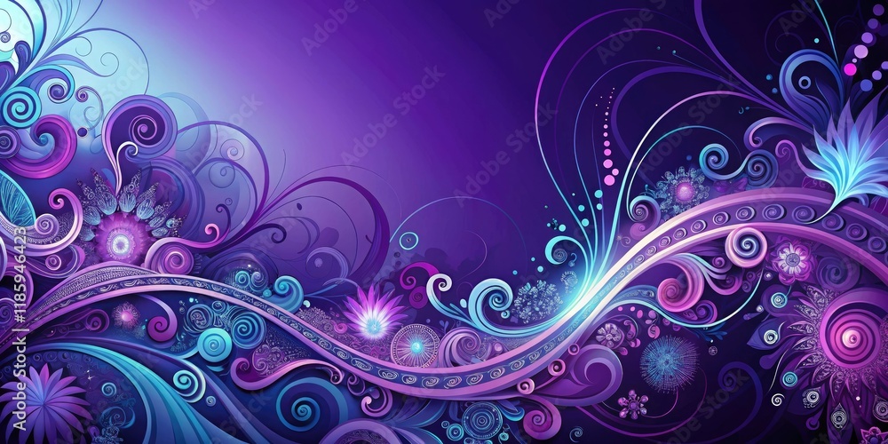 A beautiful, abstract design featuring swirling shapes and patterns in shades of purple and blue set against a rich purple background, abstract, gradient, shapes, contemporary A beautiful, abstract design featuring swirling shapes and patterns in shades of purple and blue set against a rich purple background, abstract, gradient, shapes, contemporary