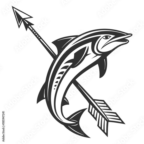 Fish Speared by Arrow Vector Graphic