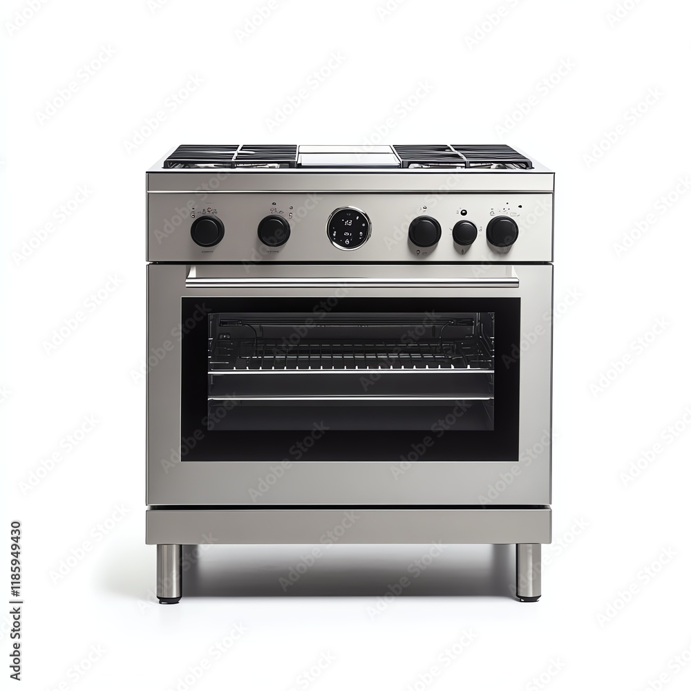 Modern stainless steel stove with oven, isolated on white background. Modern stainless steel stove with oven, isolated on white background.