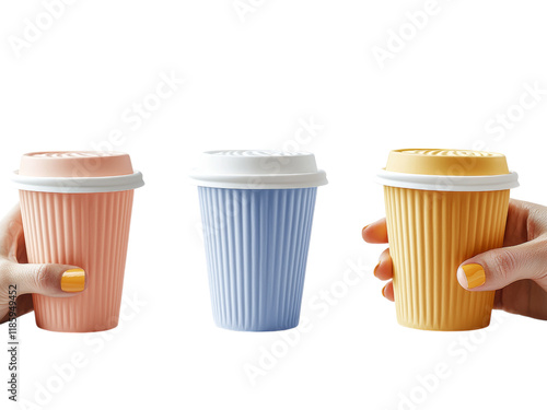 Wallpaper Mural Colorful Coffee Cups in Hands Ready for Enjoyment Isolated on transparent background Torontodigital.ca