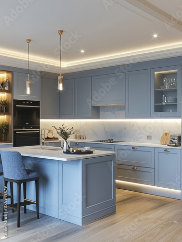 Modern Elegant Blue Kitchen...