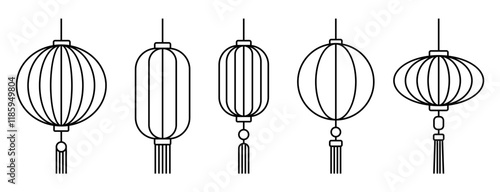 Chinese lantern icon. Lantern chinese new year thin line decoration.
