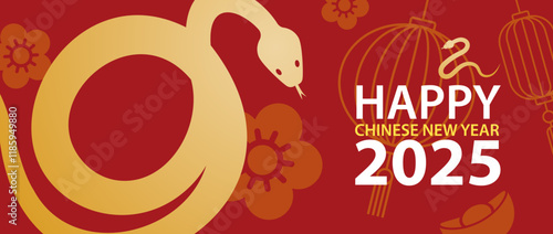 Happy chinese new year 2025 banner template background. Chinese new year greeting card year of the snake.