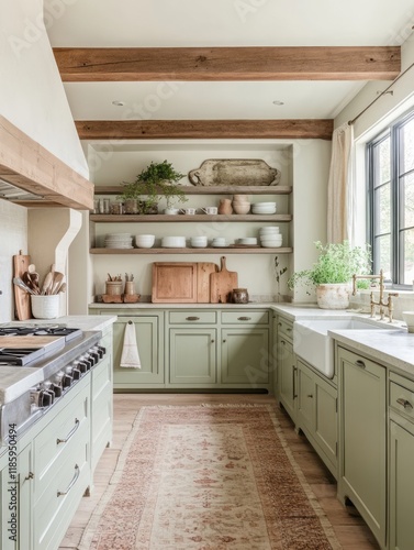 Rustic Farmhouse Kitchen Wi...