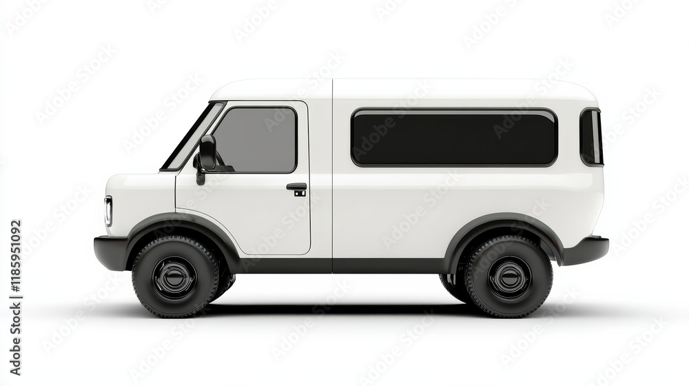 Minimalist White Delivery Van Side View for Transportation and Logistics Concepts. Car Mockup for Marketing Concepts. Minimalist White Delivery Van Side View for Transportation and Logistics Concepts. Car Mockup for Marketing Concepts.