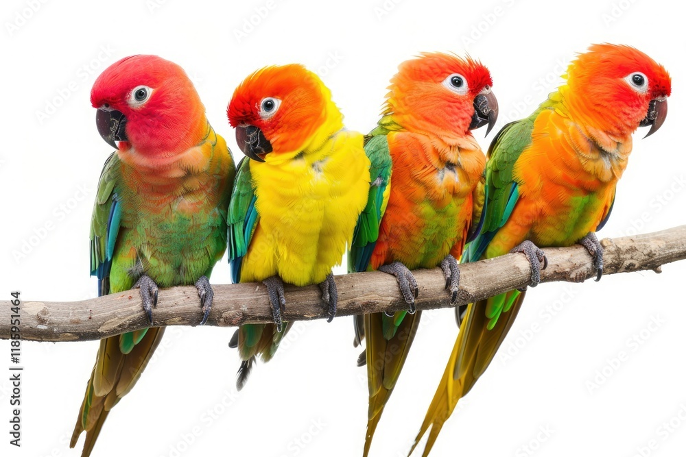 Pixel Perfect Image of Exotic Parrots Sit on a Branch, Wildlife Pixel Perfect Image of Exotic Parrots Sit on a Branch, Wildlife