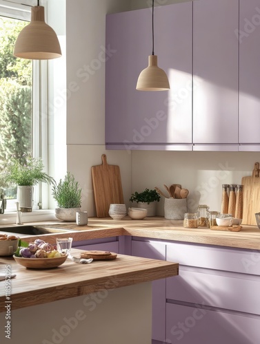 Modern Lavender Kitchen Wit...