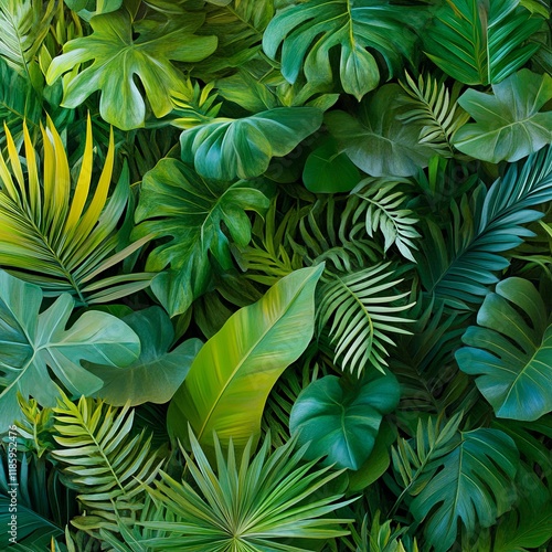 Wallpaper Mural Lush Jungle Foliage with Vibrant Green Textures Torontodigital.ca