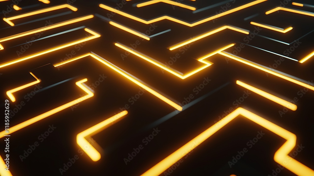 A maze of yellow lines and squares A maze of yellow lines and squares