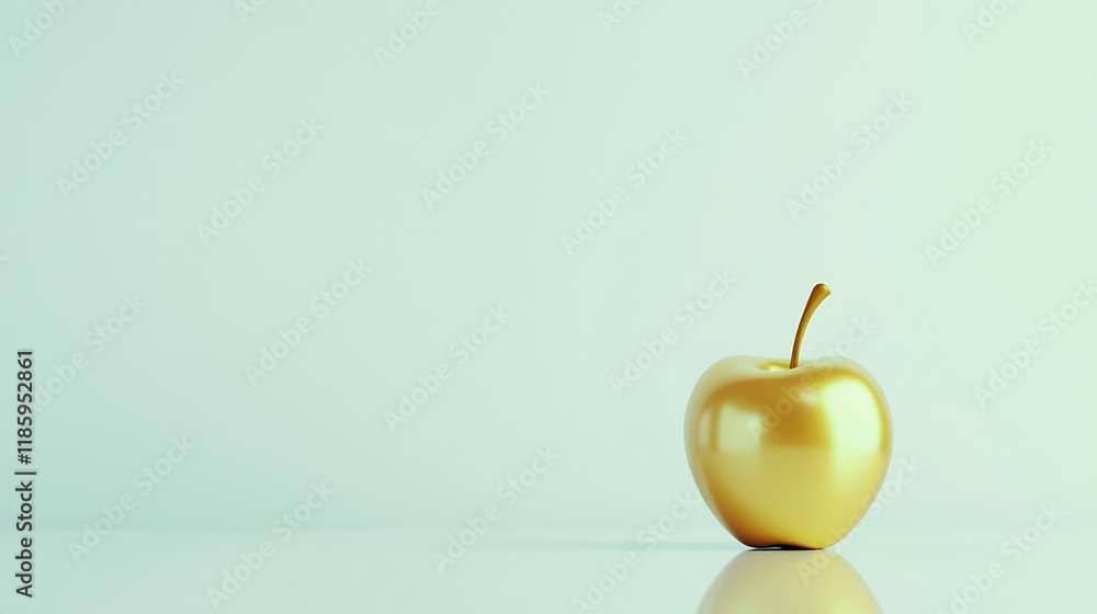 Obraz premium A gold apple sits on a white background