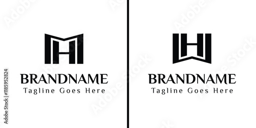 Letters MH and WH Monogram Logo, for business with MH HM WH HW initials