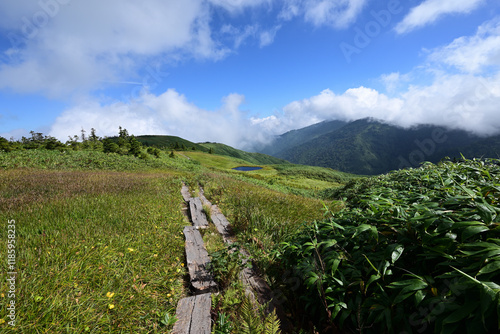 Climbing Mt. Aizu-Komagatake, Fukushima, Japan photo