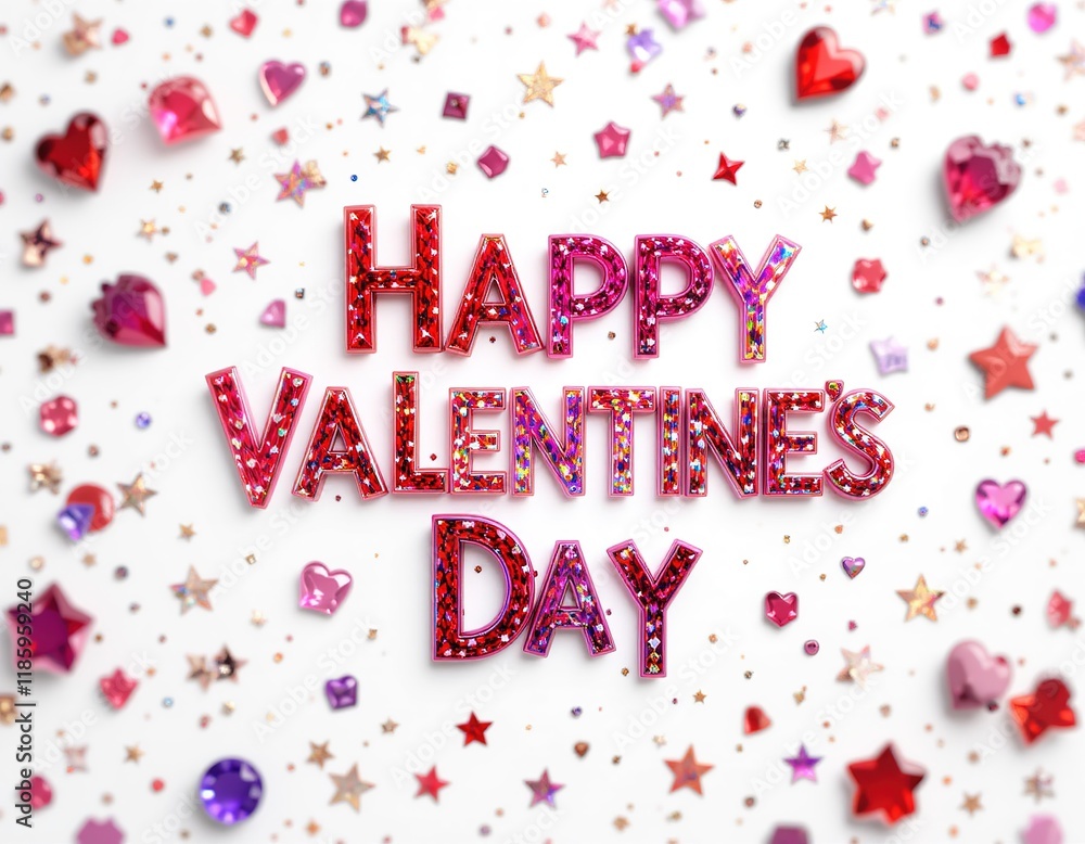 Sparkling Valentine's Day Greeting: Glittery Letters and Gems Sparkling Valentine's Day Greeting: Glittery Letters and Gems