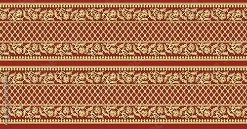Traditional Mughal Border motifs updated for digital printing, contemporary wallpapers, and textile aesthetics.