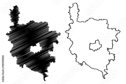 Amberg-Sulzbach district (Federal Republic of Germany, rural district Upper Palatinate, Free State of Bavaria) map vector illustration, scribble sketch Amberg Sulzbach map